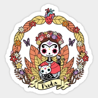 Cute Frida sugar skull Sticker